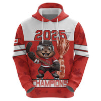 Custom Canada Ice Hockey Hoodie Beaver Mascot With Champions Trophy