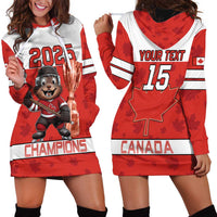Custom Canada Ice Hockey Hoodie Dress Beaver Mascot With Champions Trophy