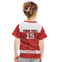 Custom Canada Ice Hockey Kid T Shirt Beaver Mascot With Champions Trophy