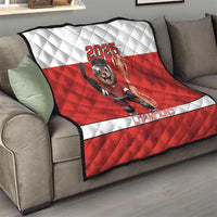 Canada Ice Hockey Quilt Beaver Mascot With Champions Trophy