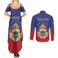 Personalized Second Empire of Haiti 1849-1859 Couples Matching Summer Maxi Dress and Long Sleeve Button Shirt Imperial Coat Of Arms Flag Style