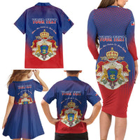 Personalized Second Empire of Haiti 1849-1859 Family Matching Long Sleeve Bodycon Dress and Hawaiian Shirt Imperial Coat Of Arms Flag Style