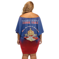 Personalized Second Empire of Haiti 1849-1859 Family Matching Off Shoulder Short Dress and Hawaiian Shirt Imperial Coat Of Arms Flag Style