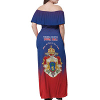 Personalized Second Empire of Haiti 1849-1859 Off Shoulder Maxi Dress Imperial Coat Of Arms Flag Style