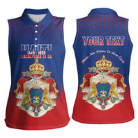 Personalized Second Empire of Haiti 1849-1859 Women Sleeveless Polo Shirt Imperial Coat Of Arms Flag Style