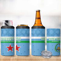 Custom Djibouti Football 4 in 1 Can Cooler Tumbler Come On Riverains de la Mer Rouge