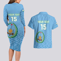 Custom Djibouti Football Couples Matching Long Sleeve Bodycon Dress and Hawaiian Shirt Come On Riverains de la Mer Rouge