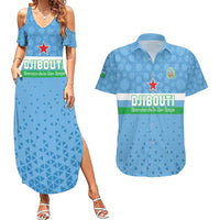 Custom Djibouti Football Couples Matching Summer Maxi Dress and Hawaiian Shirt Come On Riverains de la Mer Rouge