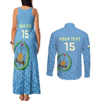 Custom Djibouti Football Couples Matching Tank Maxi Dress and Long Sleeve Button Shirt Come On Riverains de la Mer Rouge