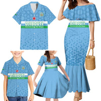 Custom Djibouti Football Family Matching Mermaid Dress and Hawaiian Shirt Come On Riverains de la Mer Rouge