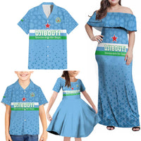 Custom Djibouti Football Family Matching Off Shoulder Maxi Dress and Hawaiian Shirt Come On Riverains de la Mer Rouge