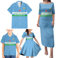 Custom Djibouti Football Family Matching Puletasi and Hawaiian Shirt Come On Riverains de la Mer Rouge