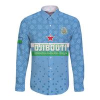 Custom Djibouti Football Long Sleeve Button Shirt Come On Riverains de la Mer Rouge