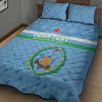 Custom Djibouti Football Quilt Bed Set Come On Riverains de la Mer Rouge