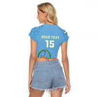 Custom Djibouti Football Raglan Cropped T Shirt Come On Riverains de la Mer Rouge