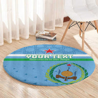 Custom Djibouti Football Round Carpet Come On Riverains de la Mer Rouge
