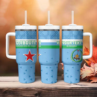 Custom Djibouti Football Tumbler With Handle Come On Riverains de la Mer Rouge
