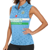 Custom Djibouti Football Women Sleeveless Polo Shirt Come On Riverains de la Mer Rouge