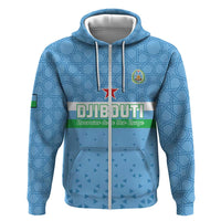 Custom Djibouti Football Zip Hoodie Come On Riverains de la Mer Rouge