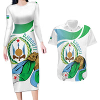 Personalized Djibouti Independence Day Couples Matching Long Sleeve Bodycon Dress and Hawaiian Shirt Midnimo Sinnaan Nabad
