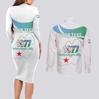 Personalized Djibouti Independence Day Couples Matching Long Sleeve Bodycon Dress and Long Sleeve Button Shirt Midnimo Sinnaan Nabad