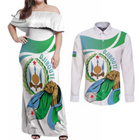 Personalized Djibouti Independence Day Couples Matching Off Shoulder Maxi Dress and Long Sleeve Button Shirt Midnimo Sinnaan Nabad
