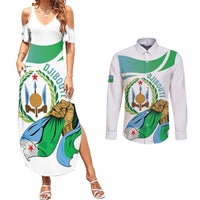 Personalized Djibouti Independence Day Couples Matching Summer Maxi Dress and Long Sleeve Button Shirt Midnimo Sinnaan Nabad