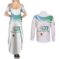 Personalized Djibouti Independence Day Couples Matching Summer Maxi Dress and Long Sleeve Button Shirt Midnimo Sinnaan Nabad