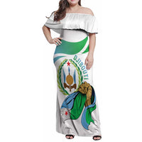 Personalized Djibouti Independence Day Family Matching Off Shoulder Maxi Dress and Hawaiian Shirt Midnimo Sinnaan Nabad