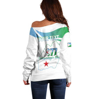 Personalized Djibouti Independence Day Off Shoulder Sweater Midnimo Sinnaan Nabad
