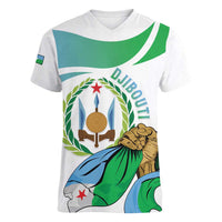Personalized Djibouti Independence Day Women V-Neck T-Shirt Midnimo Sinnaan Nabad