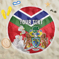 Personalized Gambia Beach Blanket Coat Of Arms White Variety Orchid