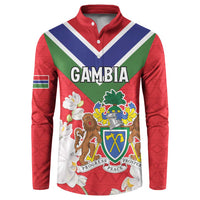Personalized Gambia Button Sweatshirt Coat Of Arms White Variety Orchid