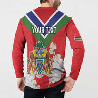 Personalized Gambia Button Sweatshirt Coat Of Arms White Variety Orchid