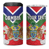 Personalized Gambia 4 in 1 Can Cooler Tumbler Coat Of Arms White Variety Orchid