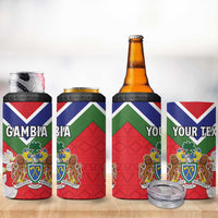 Personalized Gambia 4 in 1 Can Cooler Tumbler Coat Of Arms White Variety Orchid
