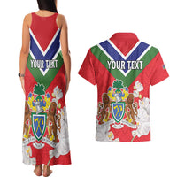 Personalized Gambia Couples Matching Tank Maxi Dress and Hawaiian Shirt Coat Of Arms White Variety Orchid
