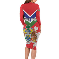 Personalized Gambia Family Matching Long Sleeve Bodycon Dress and Hawaiian Shirt Coat Of Arms White Variety Orchid