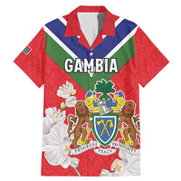 Personalized Gambia Family Matching Mermaid Dress and Hawaiian Shirt Coat Of Arms White Variety Orchid