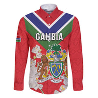 Personalized Gambia Family Matching Puletasi and Hawaiian Shirt Coat Of Arms White Variety Orchid