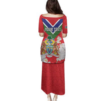 Personalized Gambia Family Matching Puletasi and Hawaiian Shirt Coat Of Arms White Variety Orchid