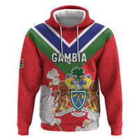 Personalized Gambia Hoodie Coat Of Arms White Variety Orchid