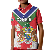 Personalized Gambia Kid Polo Shirt Coat Of Arms White Variety Orchid