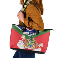 Personalized Gambia Leather Tote Bag Coat Of Arms White Variety Orchid