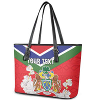 Personalized Gambia Leather Tote Bag Coat Of Arms White Variety Orchid