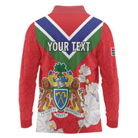 Personalized Gambia Long Sleeve Polo Shirt Coat Of Arms White Variety Orchid
