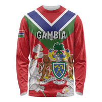 Personalized Gambia Long Sleeve Shirt Coat Of Arms White Variety Orchid