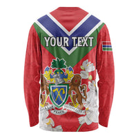 Personalized Gambia Long Sleeve Shirt Coat Of Arms White Variety Orchid