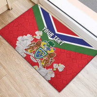 Personalized Gambia Rubber Doormat Coat Of Arms White Variety Orchid