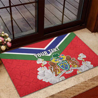 Personalized Gambia Rubber Doormat Coat Of Arms White Variety Orchid